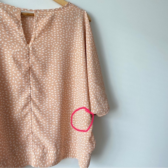 Suzy Shier Ballet Neck Split Sleeves Batwing 3/4 Sleeves Tie Front Blouse - Picture 9 of 12